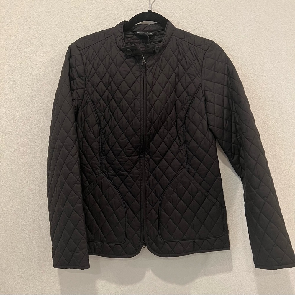 Banana Republic Women’s Black Quilted Jacket Size M Fitted Elegant Casual